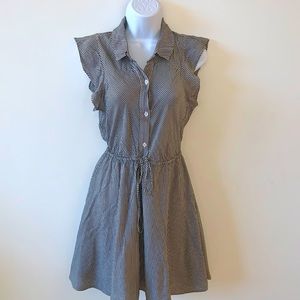 BCBGeneration Grey Stripe Ruffle Sleeved Dress